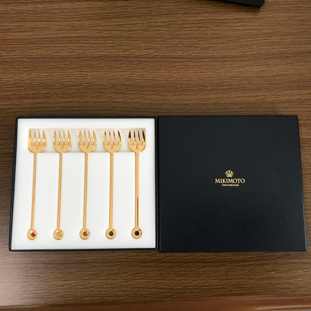 MIKIMOTO ミキモト 半貴石カトラリー スプーン フォーク 5本セット