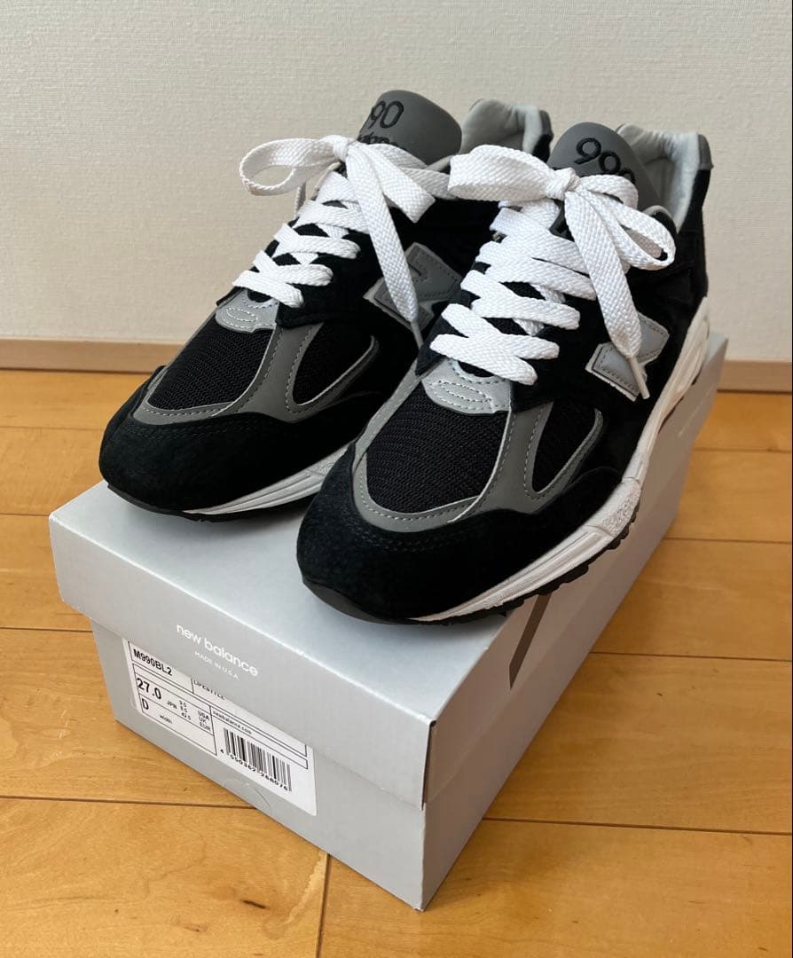 【最終値下げ】未使用に近いニューバランス M990BL2 ブラック 27cm 990シリーズ NEW BALANCE M990BL2 BLACK MADE IN USA M990V2