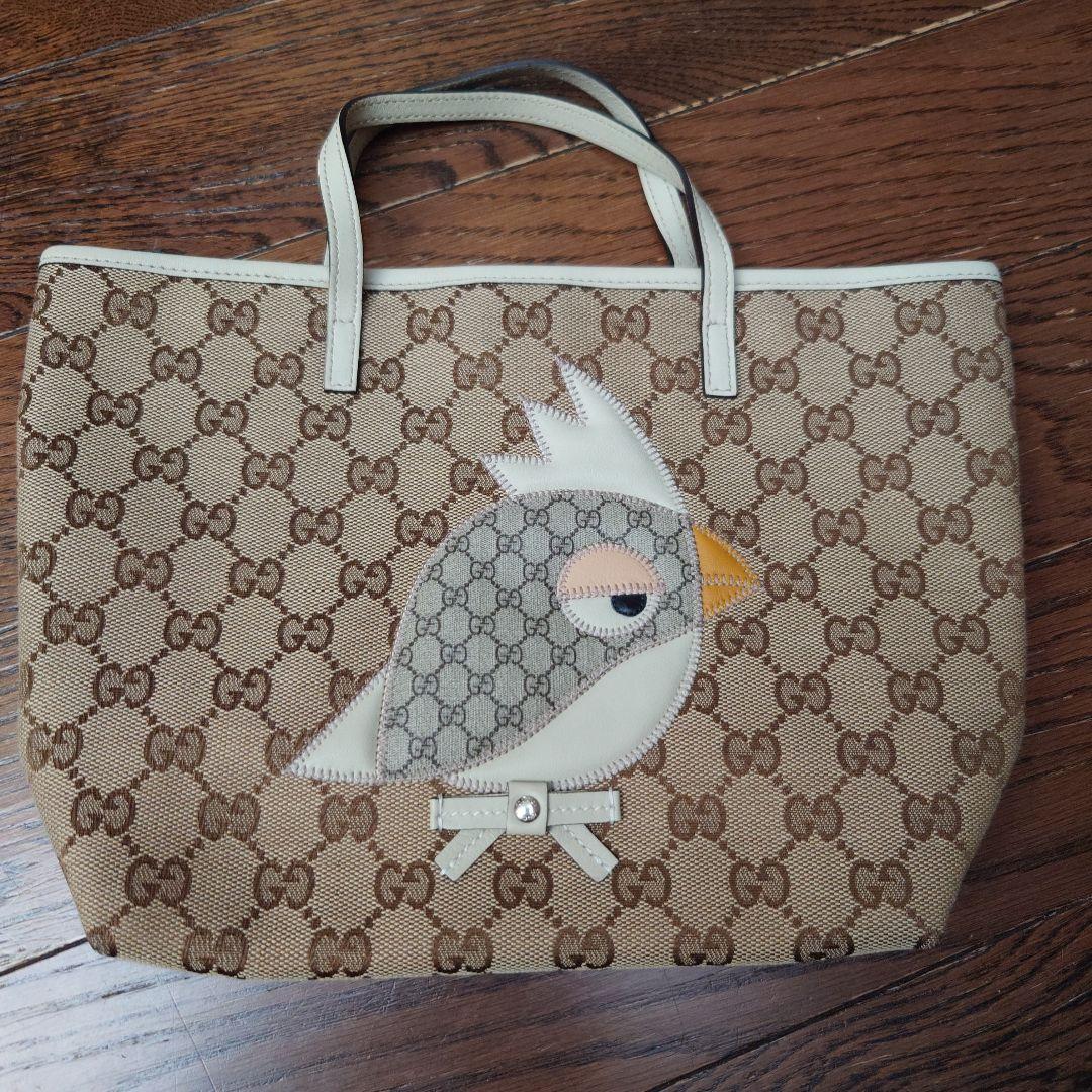 GUCCI 鳥の刺繍トートバッグ