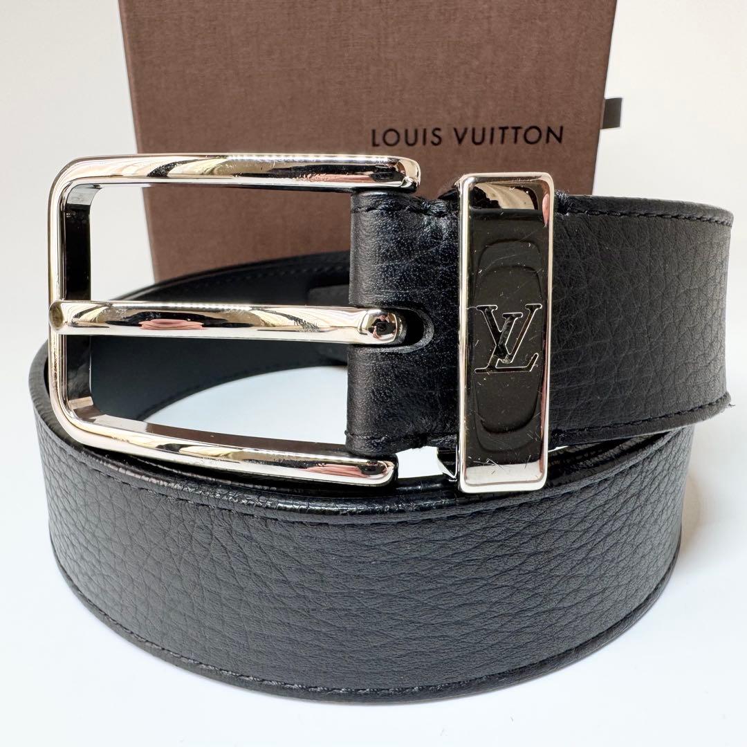 【極美品】ルイヴィトン ベルト サンチュール　ポンヌフ LV レザー　ブラック