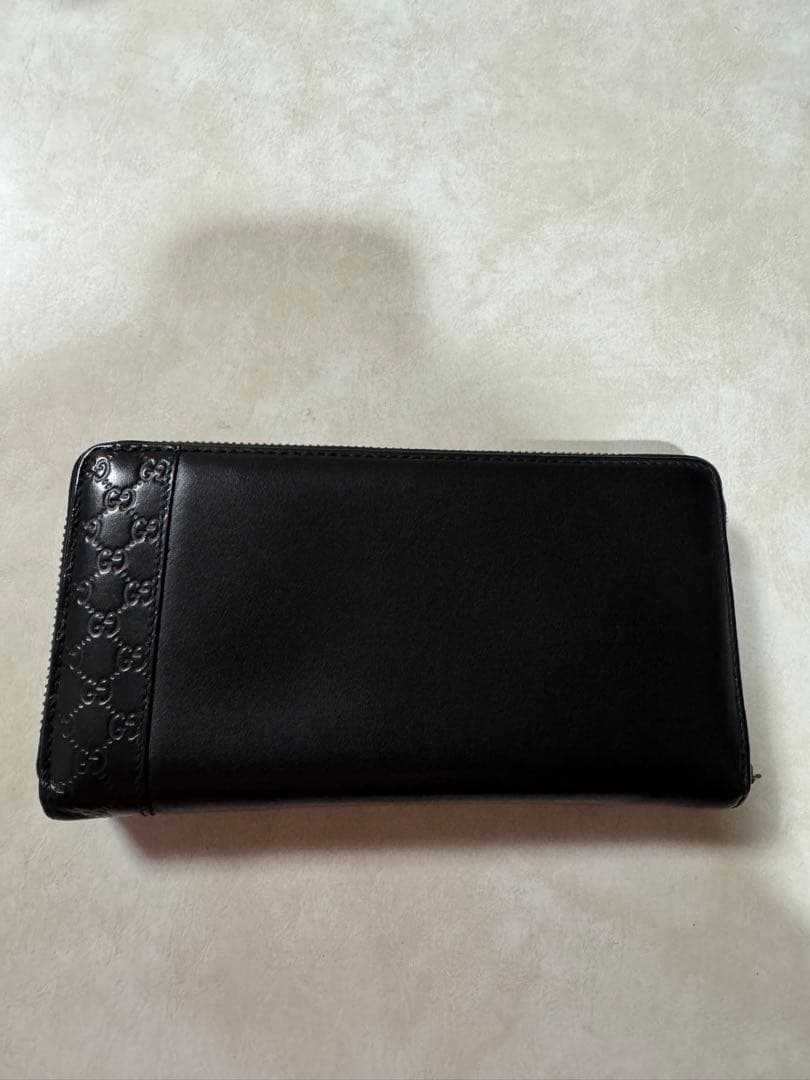 GUCCI グッチ　マイクロシマ　長財布　黒色　カーブレザー　デッドストック