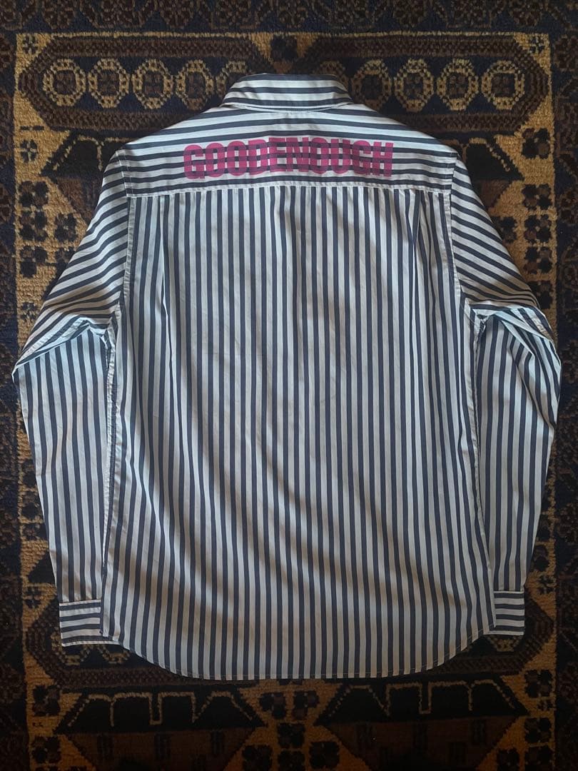 希少 美品 GOODENOUGH BACK LOGO STRIPE SHIRTS