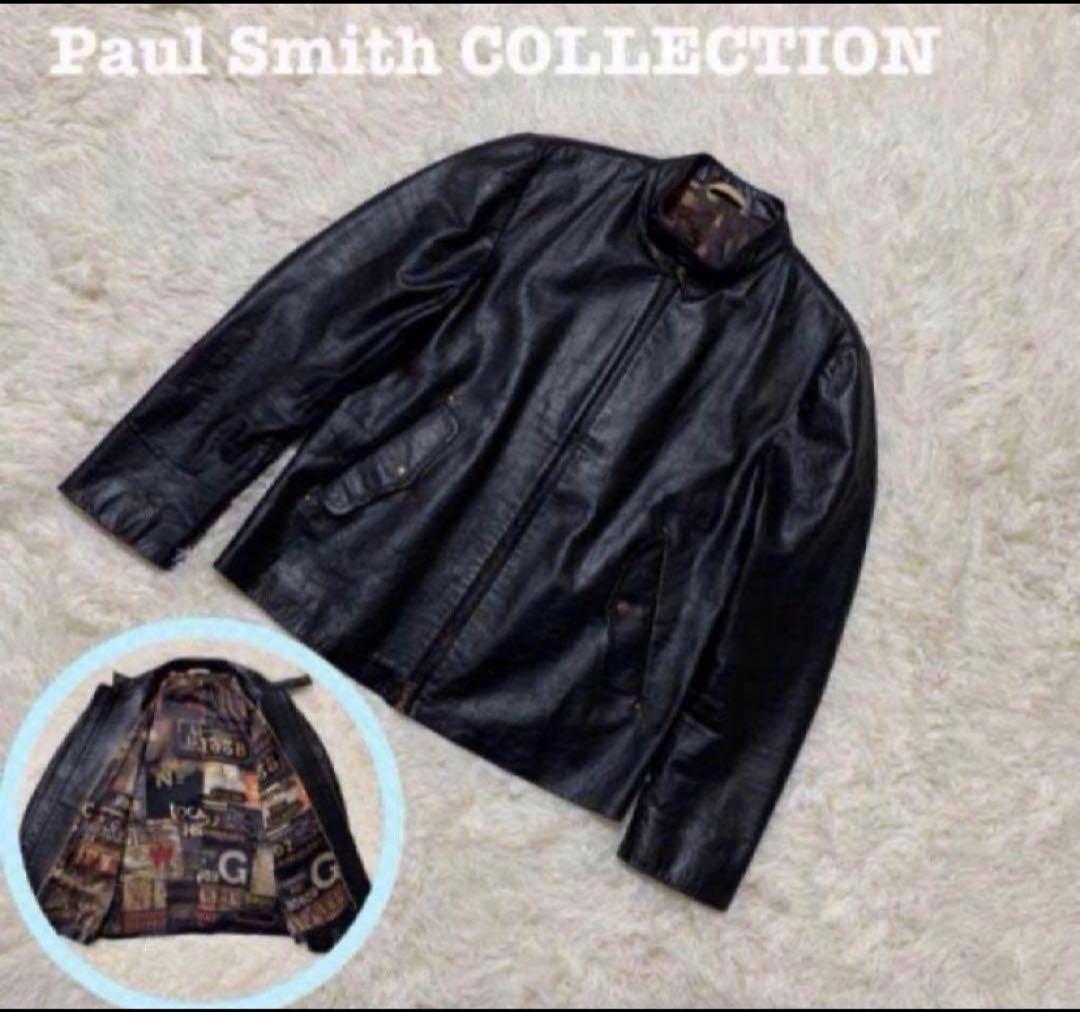 【最高級ライン】ポールスミスコレクション　シングルライダース　裏地総柄　XXL