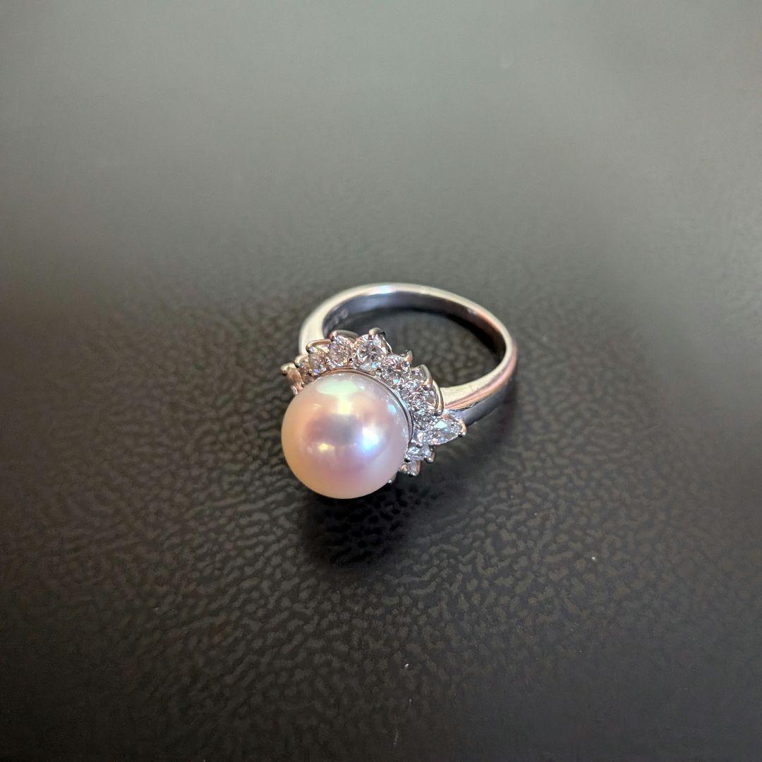 【プラチナ約5.37ｇ】花珠パール10mmプラチナダイヤリング