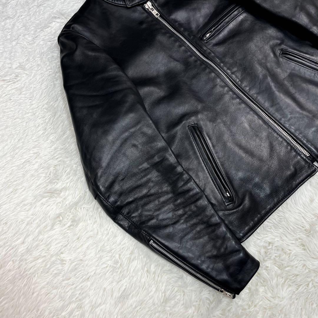 美品 バンソン 希少タイプD レザージャケット 裏地キルティング ロゴ総