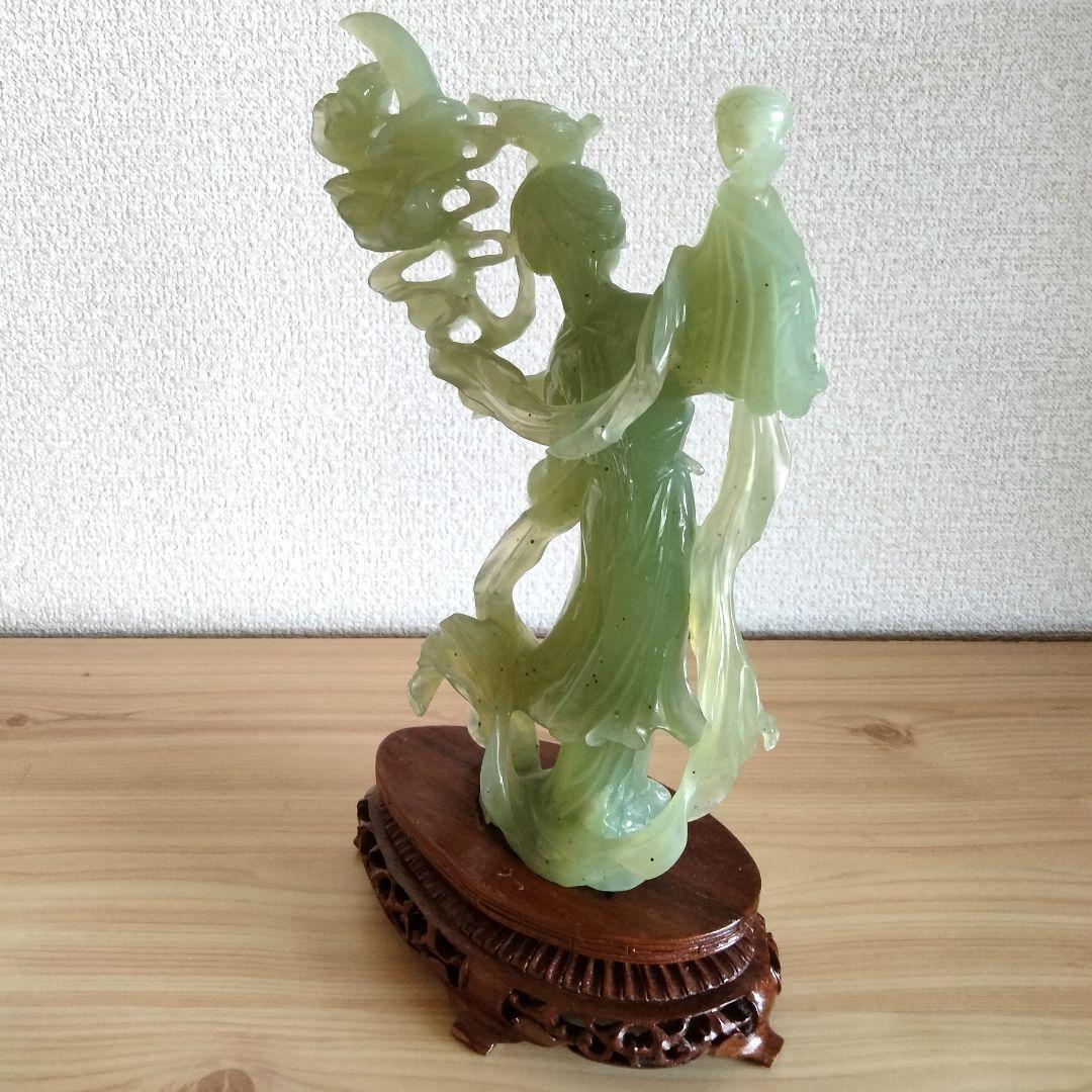 中国美術 古美術品 翡翠 天女 羽衣天女 立像 香港 置物 時代物 縁起物