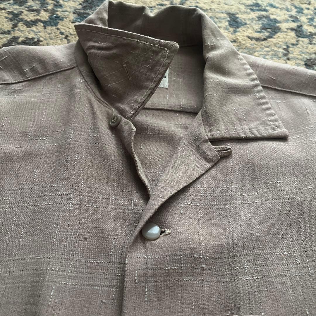 50s campus レーヨン ギャバジン シャツ カスリ ピンク ヴィンテージ