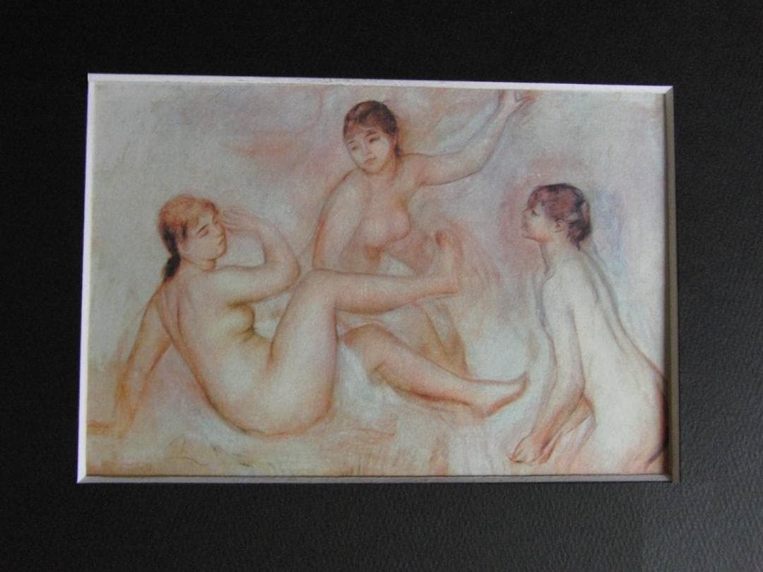 ピエール＝オーギュスト・ルノワール、【三人の浴女】、希少な額装用画集より