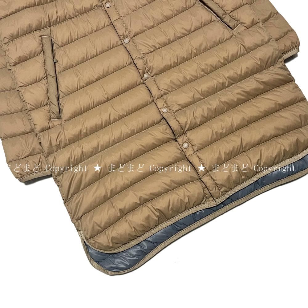 ダントン ノーカラー インナー ダウン コート 36 ベージュ レディース