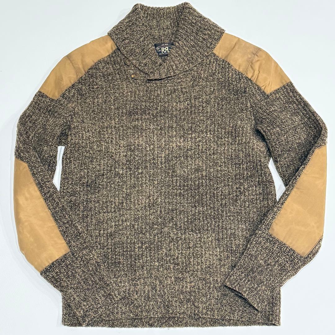 美品 RRL ショールカラー ニット ラルフローレン エルボーパッチ ショルダー