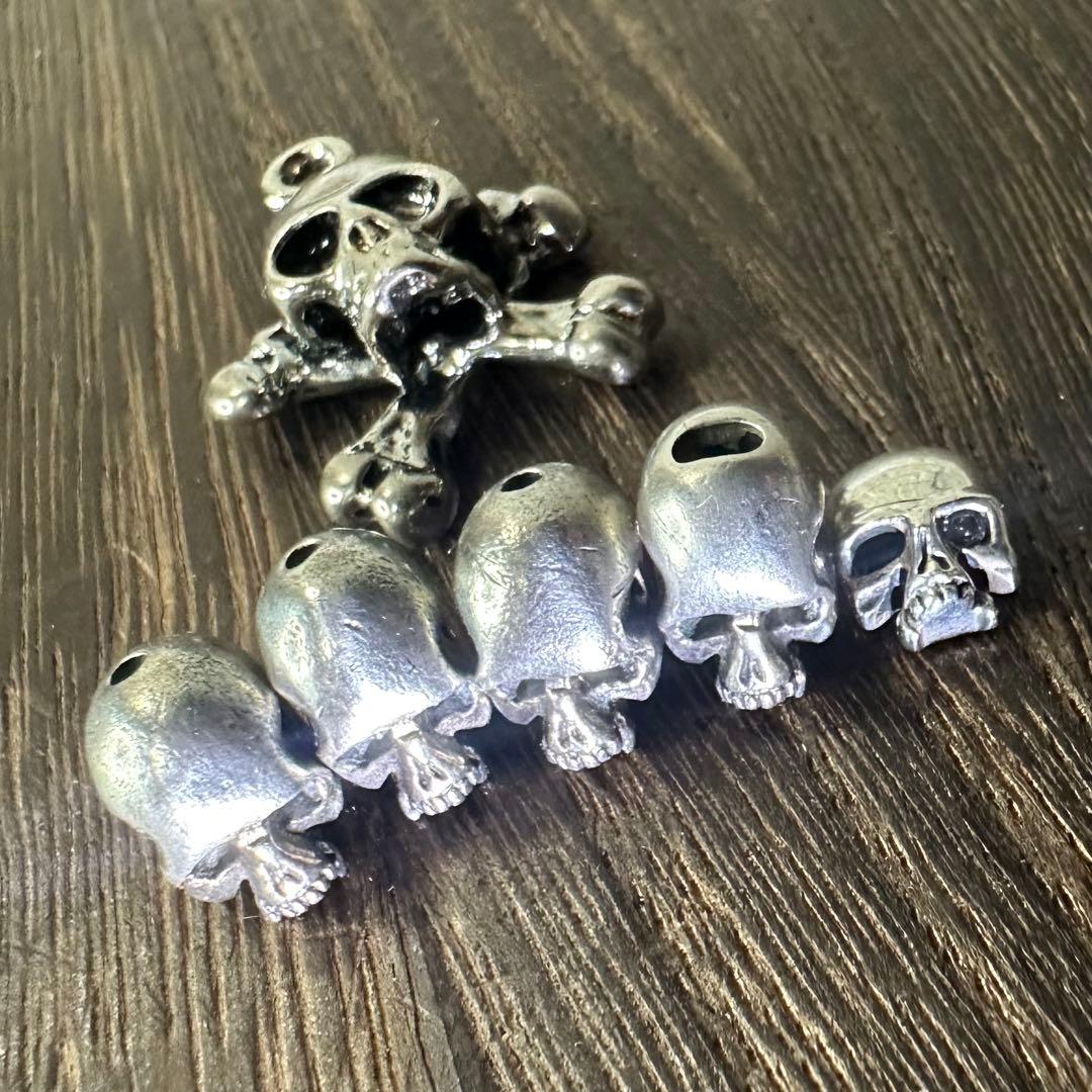 ■ Roen シルバー925 スカルボール 4個■ パワーストーン ブレスレット