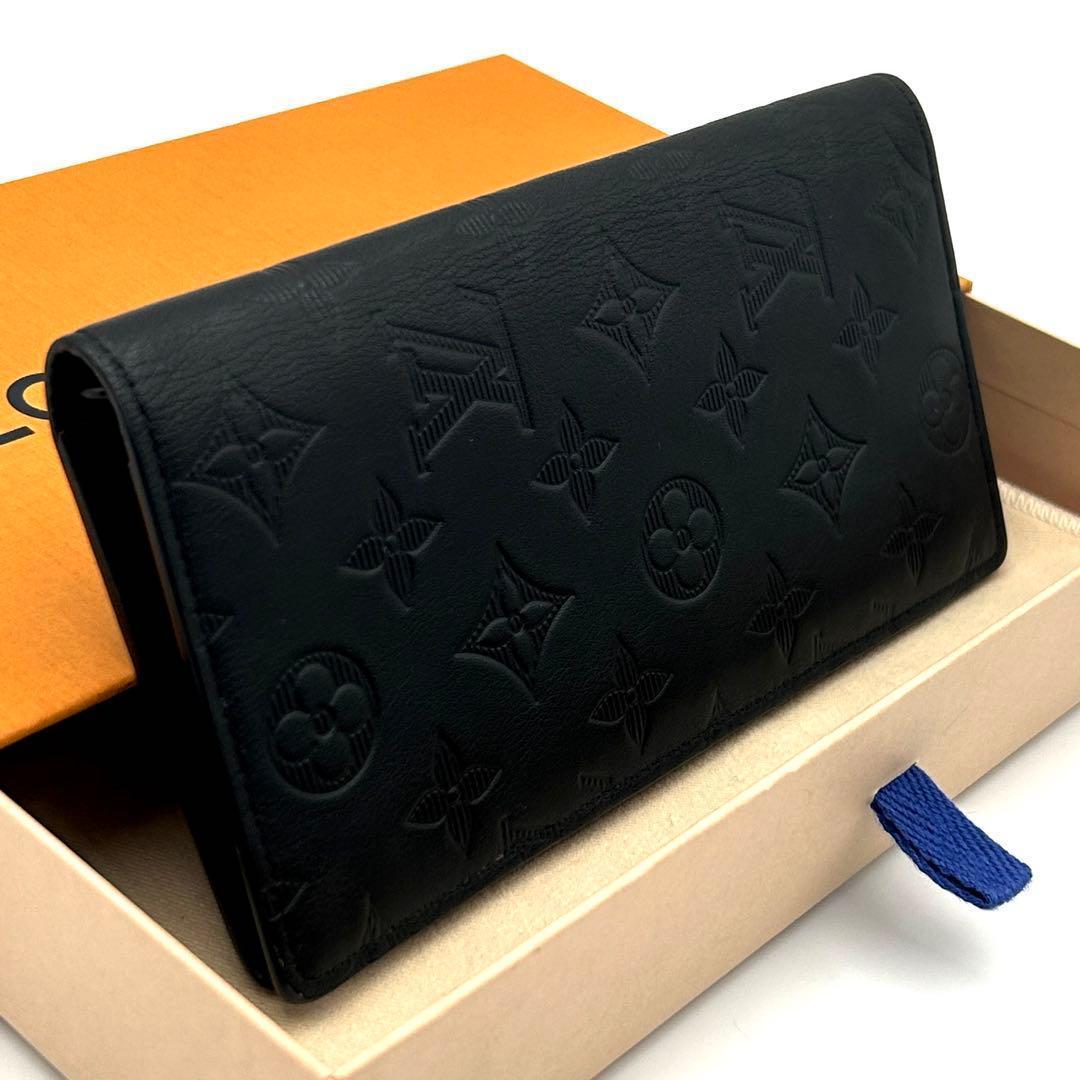 【美品】ルイヴィトン モノグラム シャドウ ブラザ 長財布 ブラック メンズ LOUIS VUITTON新作モノグラムシャドウ ブラザ ウォレット/BRAZZA