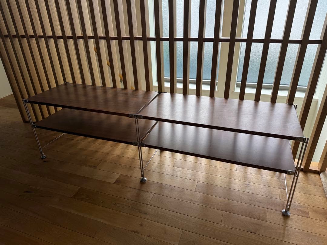 無印良品　ステンレスユニットシェルフ　ウォールナット　ミニ　高さ46cm