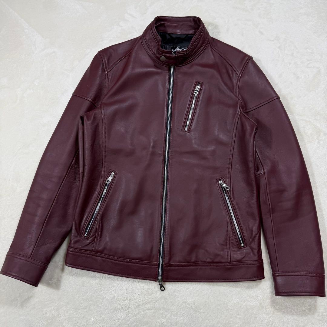 ラトルトラップ シープレザーシングルライダースジャケット 羊革 ボルドー L