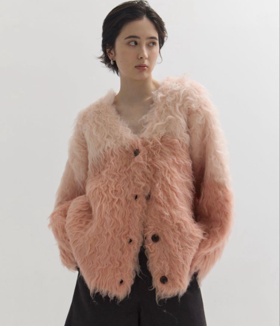 【CLANE/クラネ】バイカラーシャギーニットカーディガン