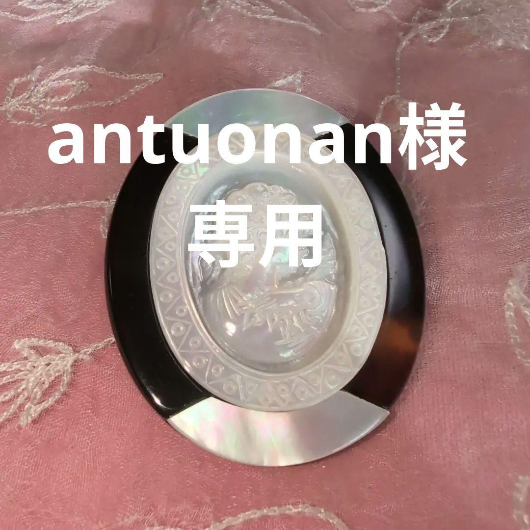 本鼈甲白蝶貝カメオデザインブローチ