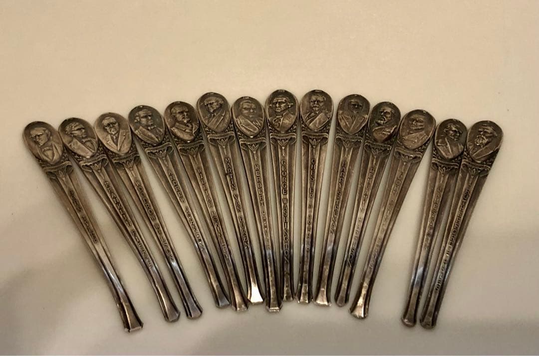 歴代アメリカ大統領　ヴィンテージスプーン　クラフト用　カット済　14本まとめ売り