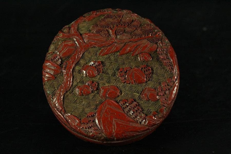 中国美術 堆朱 刻松下人物紋 香合(K-A833) - メルカリ