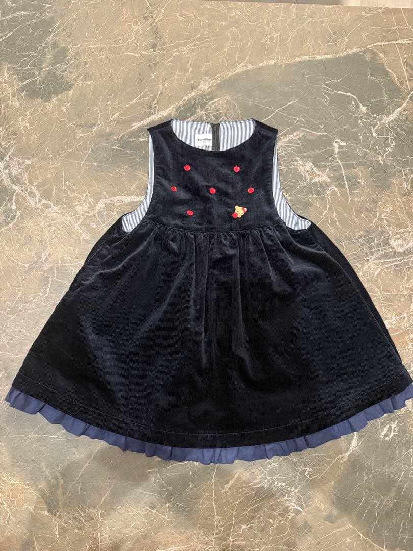 familiar ファミリア 濃紺　コーデュロイ ワンピース