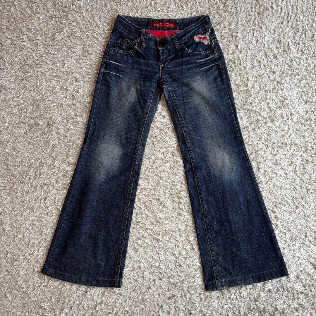 Y2Kレッドペッパー フレアデニム ベルボトム ダメージ ローライズ 平成