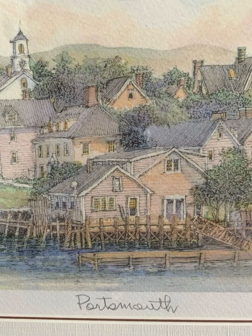 織田義郎 「ポーツマス港」 版画額 箱有り - メルカリ