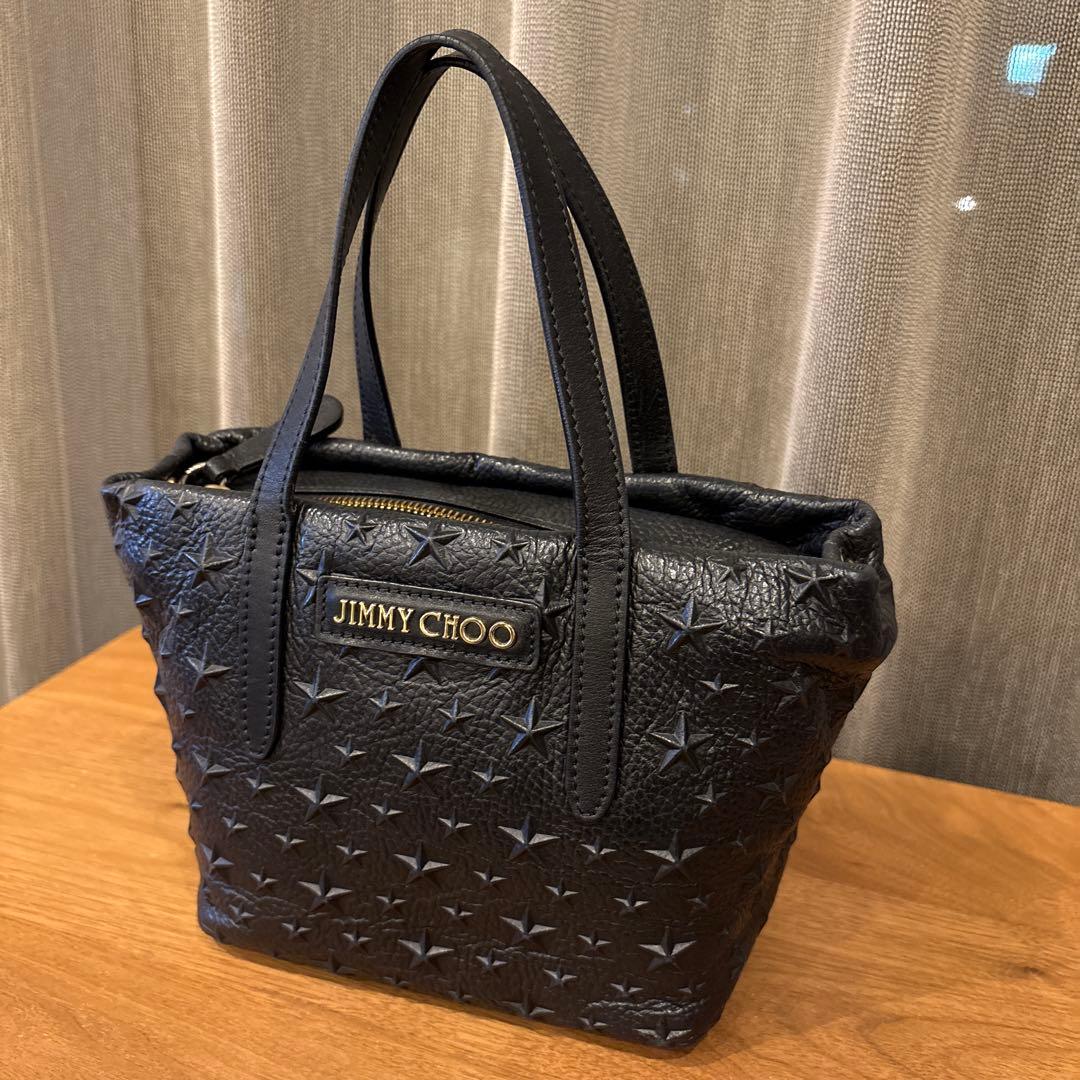 JIMMY CHOO ミニサラ　ブラックレザーハンドバッグ