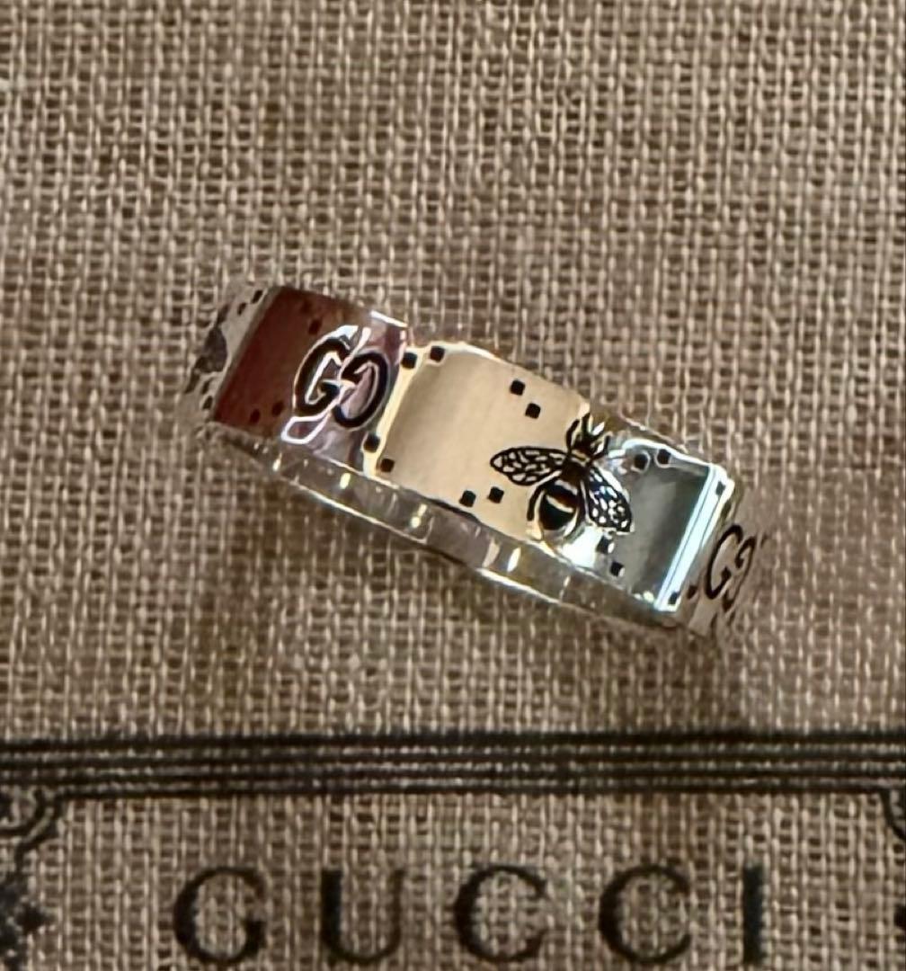 新品 GUCCI GG＆ビー エングレービング スリム リング 23号 6mm - メルカリ