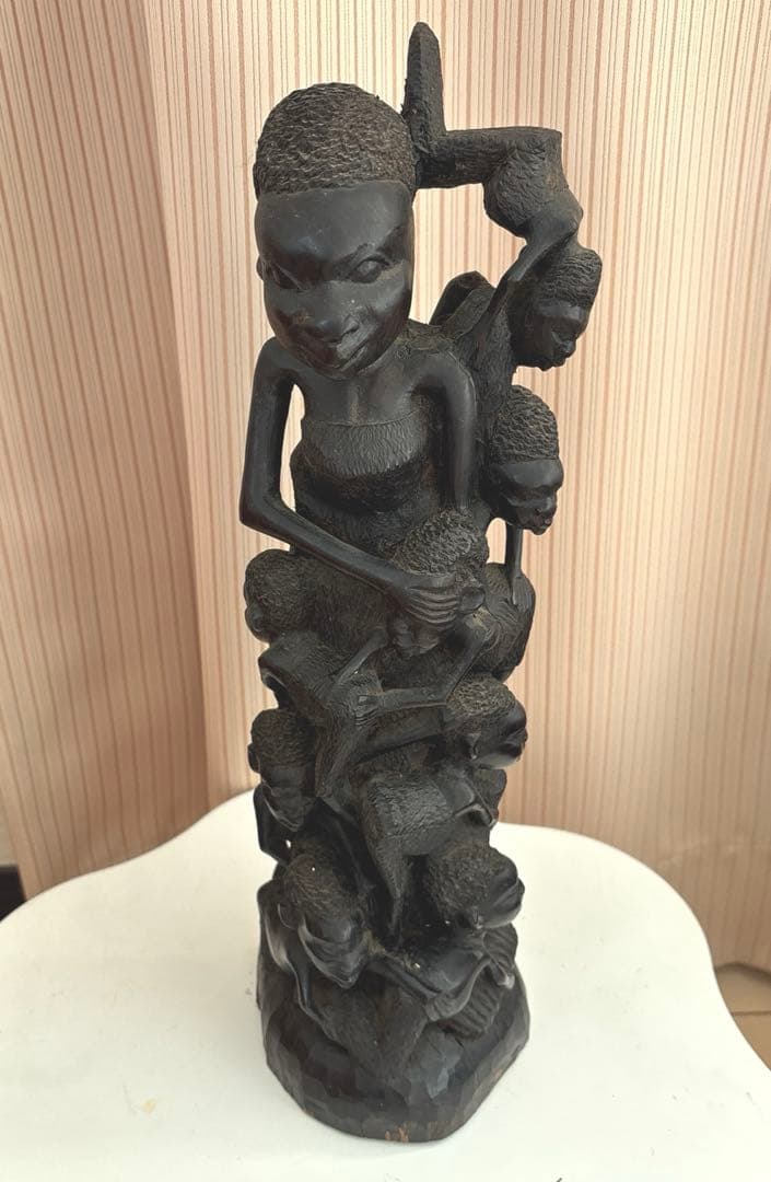 マコンデ彫刻　古美術　アフリカ　黒檀　木彫　民藝　民芸　彫刻