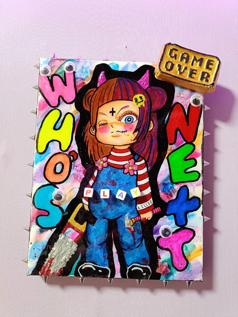 一点物イラストアート】Who's next【F0号】現代アート,レジン - メルカリ