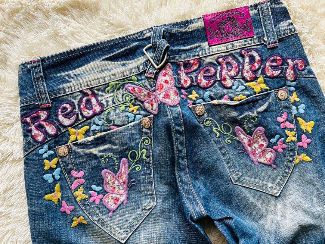 RED PEPPER レッドペッパー デニムジーンズ バタフライ刺繍 - メルカリ