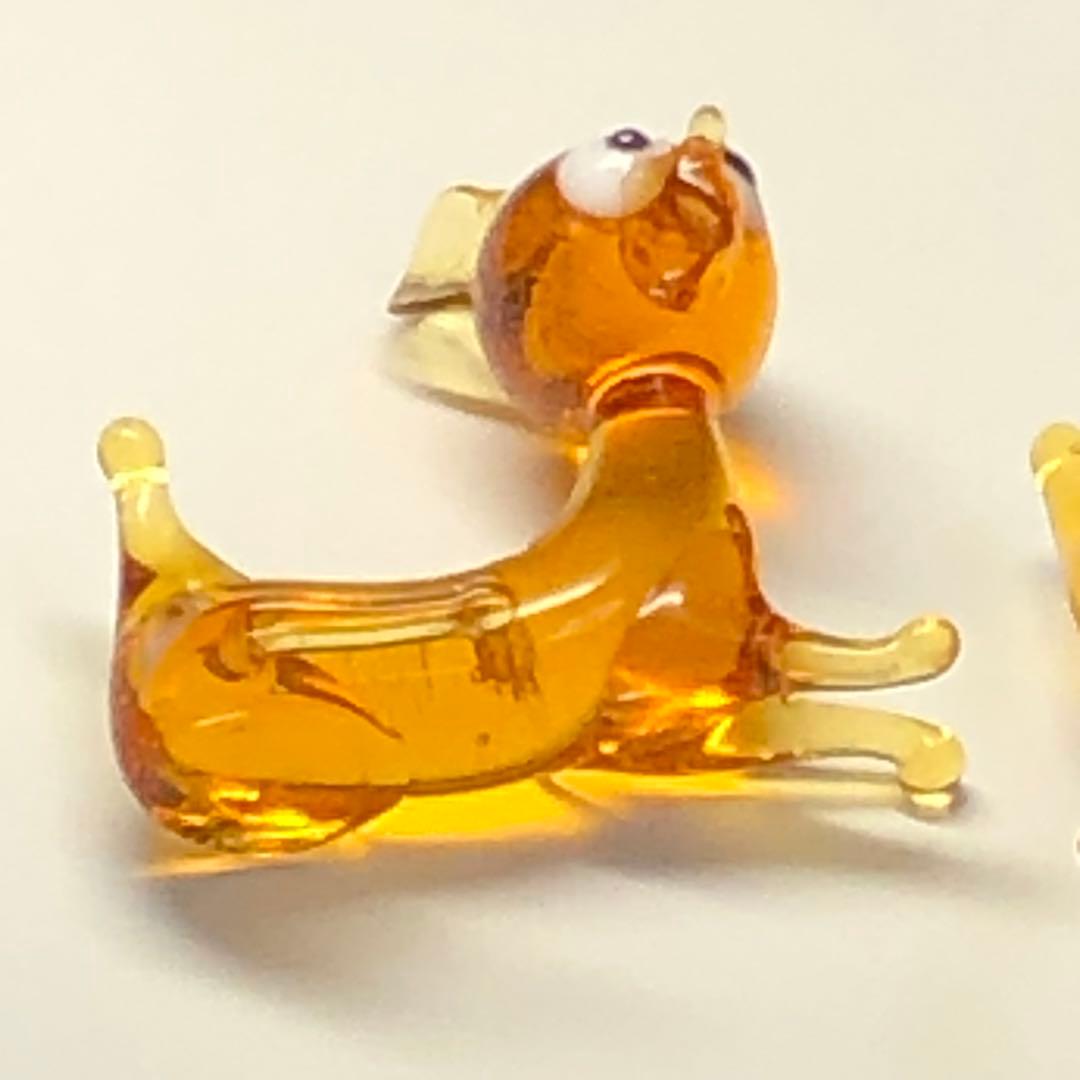 昭和レトロ ガラス細工 親子 鹿 飴色 アンバー 日本製 フィギュア