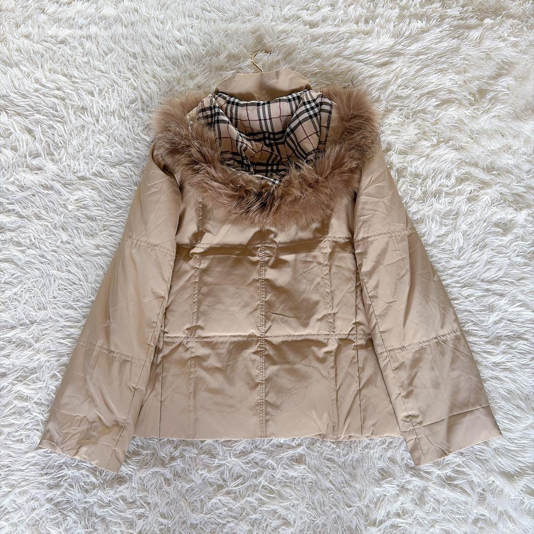 バーバリーロンドン】ファーフード3WAYダウンコート ベージュノバ