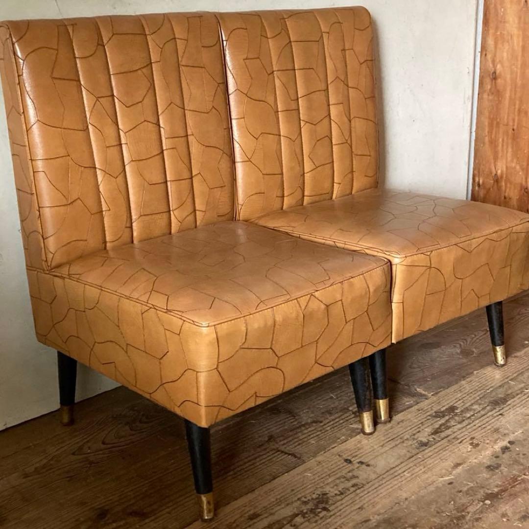 2点セット ヴィンテージ レトロ ソファ 喫茶 カフェ ミッドセンチュリー