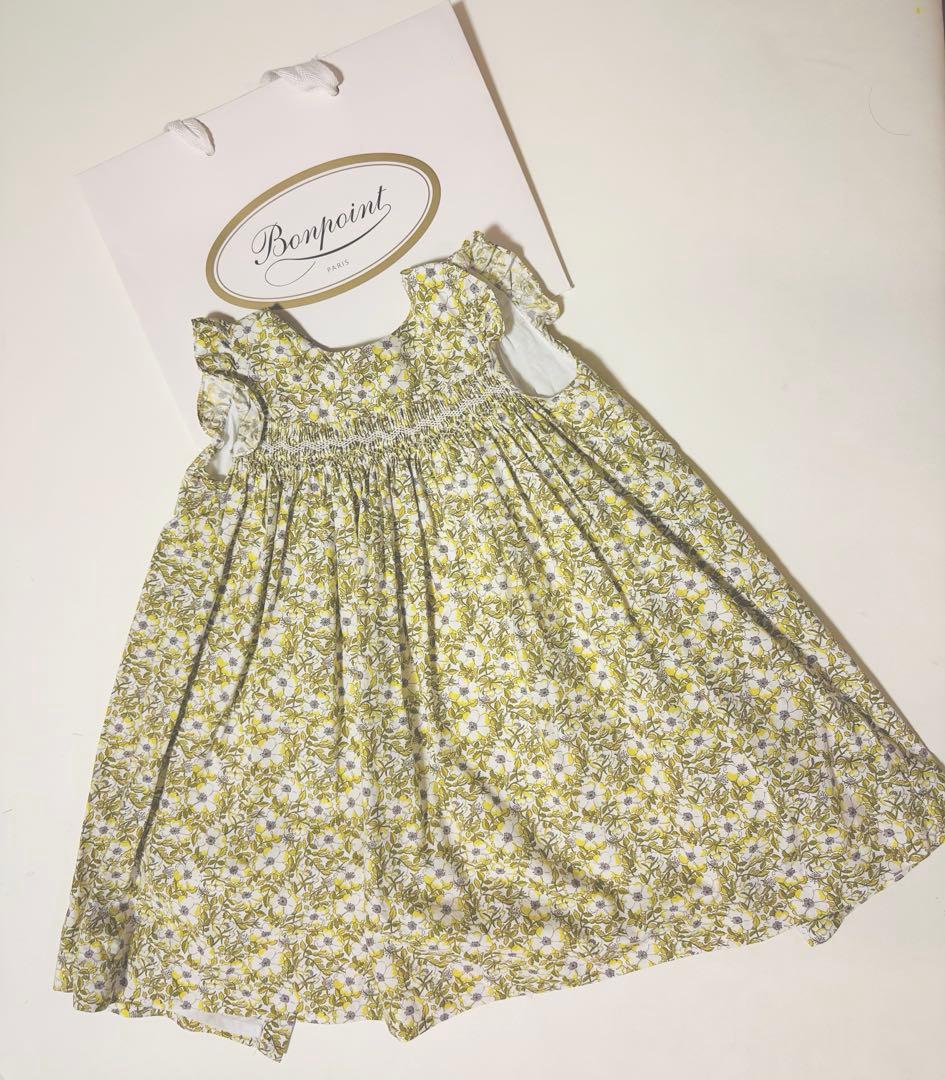bonpoint ボンポワン⭐︎花柄ワンピース⭐︎イエロー　3A コットン　リバティ
