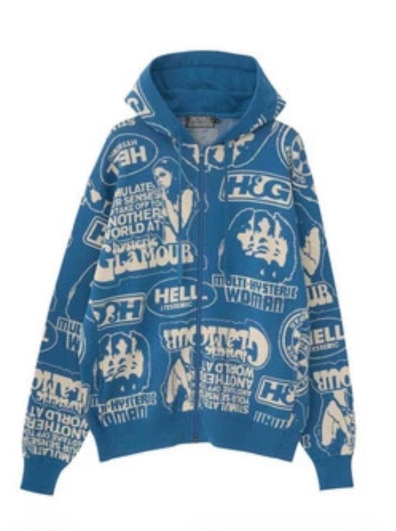 HYSTERIC GLAMOUR SUPER HYS柄ジャカード パーカーＬ HYSTERIC GLAMOUR - SUPER HYS柄ジャカード パーカー / ブラック | Tempt