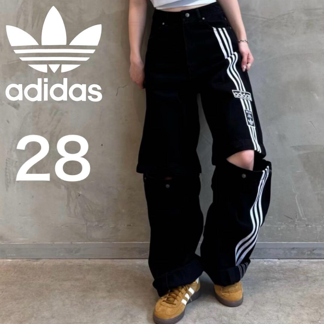 新品28⭐️adidas アディブレイク 2-IN-1 デニムパンツ ブラック×白 adidas アディブレイク 2-IN-1 デニムパンツ ブラック×白｜Yahoo