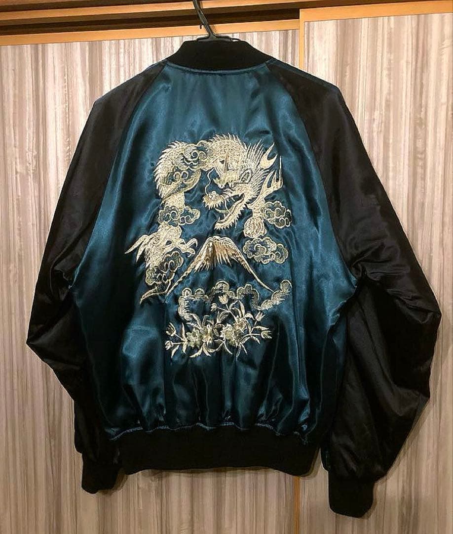星姫スカジャン‼️エメラルドグリーン スカジャン ドラゴン刺繍　美品‼️松井玲奈