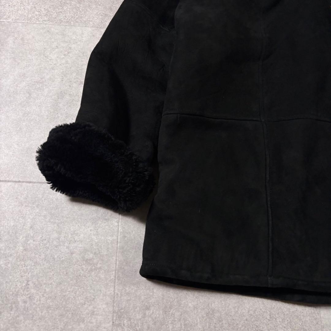 スペイン製 90s vintage 本革 ムートンコート 裏ボア 黒 アメカジ