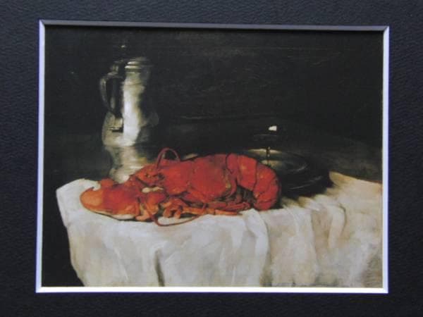 カール・シューフ、ロブスターのある静物、19世紀外国巨匠作家、新品高級額装付