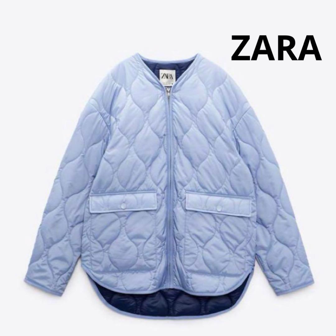 ZARA キルティングジャケット ライトブルー 中綿入り 軽量 M - メルカリ