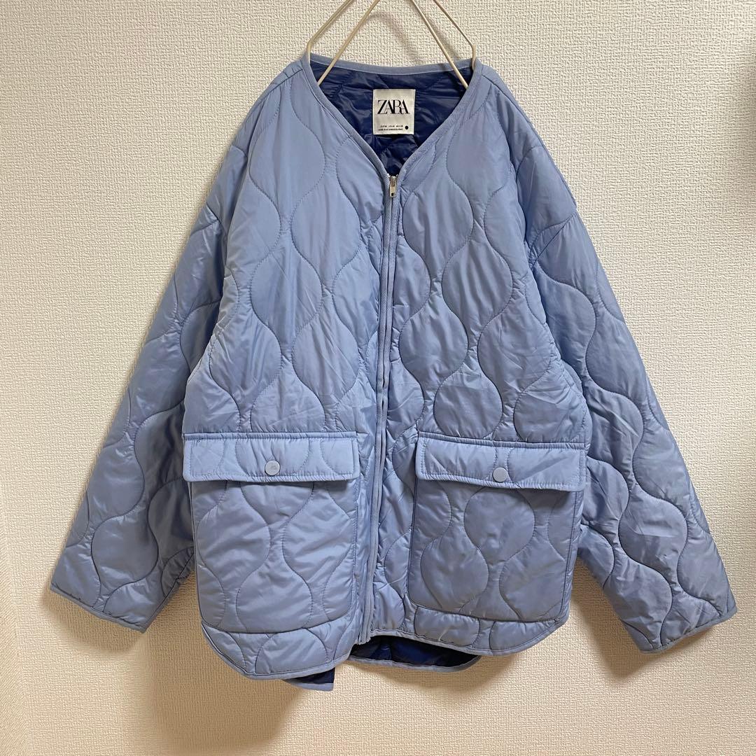ZARA キルティングジャケット ライトブルー 中綿入り 軽量 M - メルカリ
