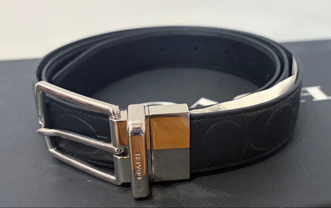 COACH ブラックレザー ベルト　リバーシブルベルト