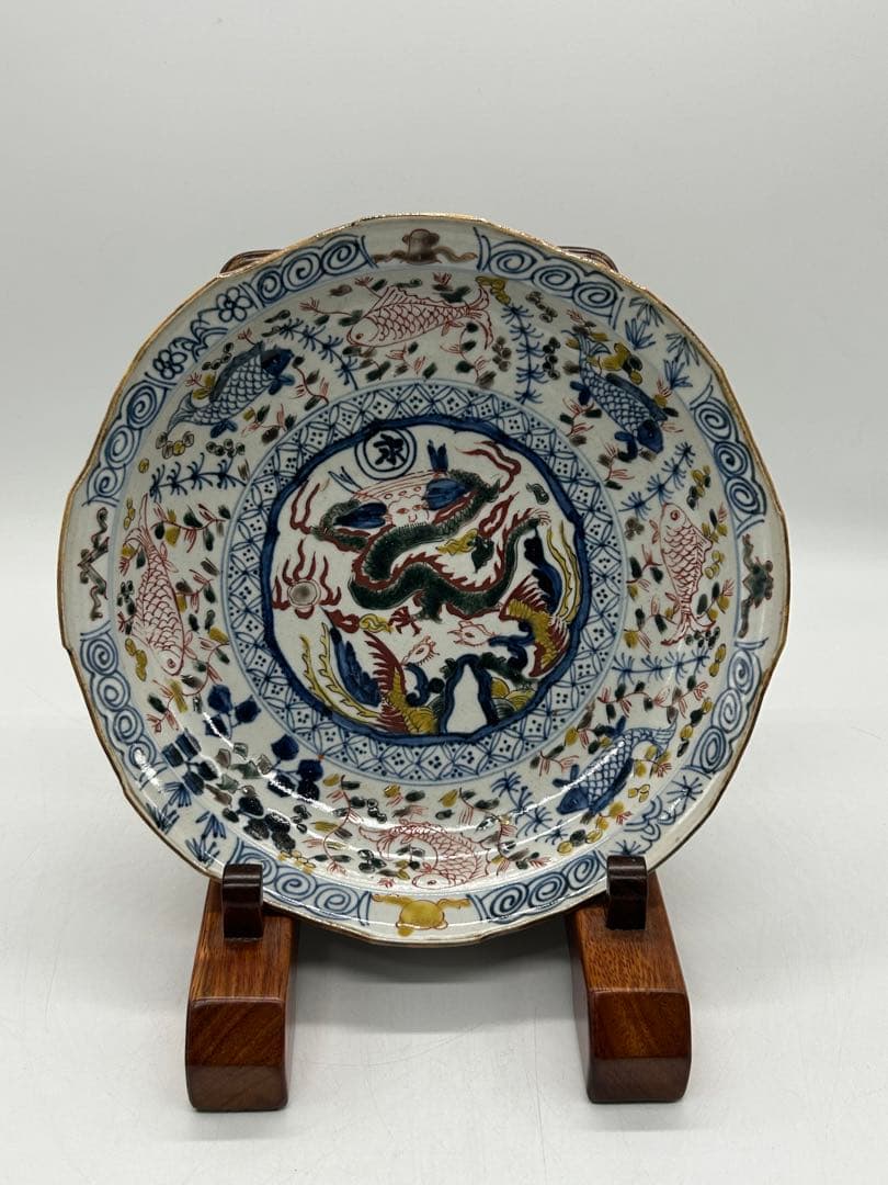 中国　大明嘉靖年製　呉須鳳紋大皿　送料込み0517