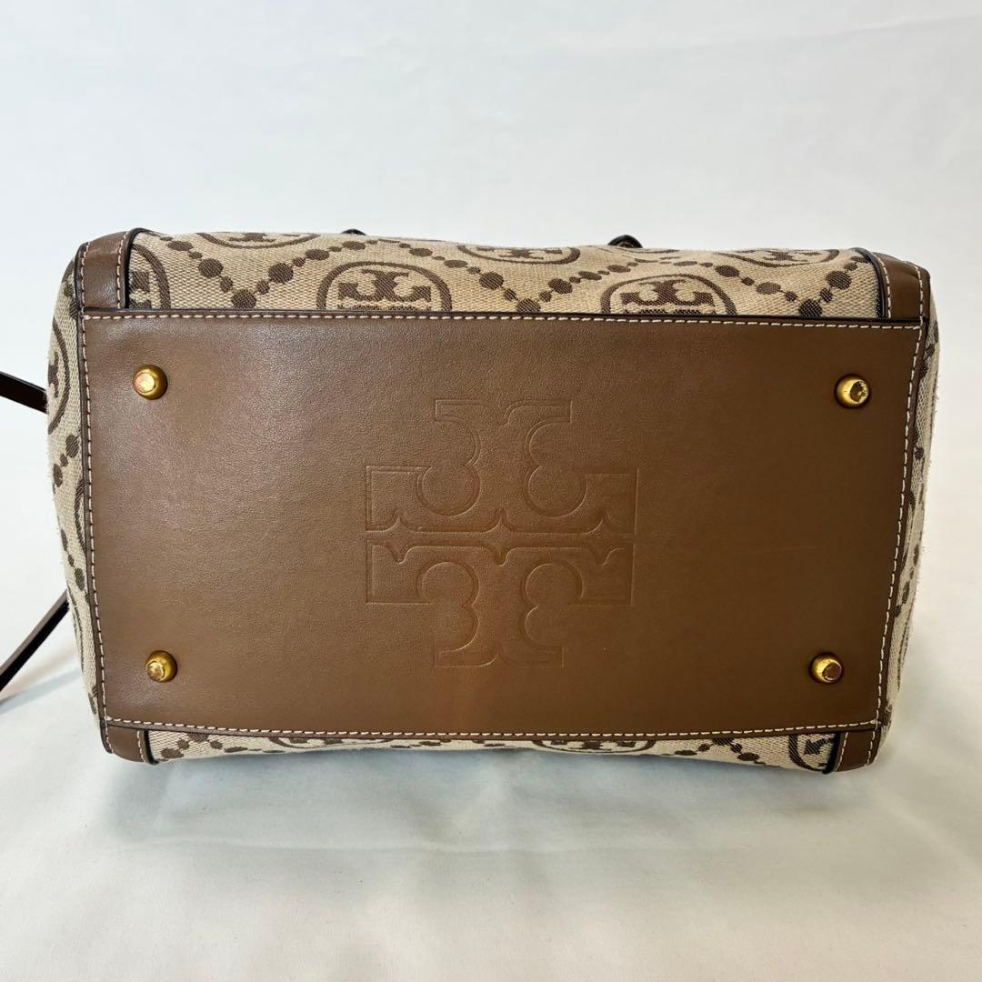 美品】トリーバーチ Tモノグラム バレルバッグ 2way ショルダーバッグ