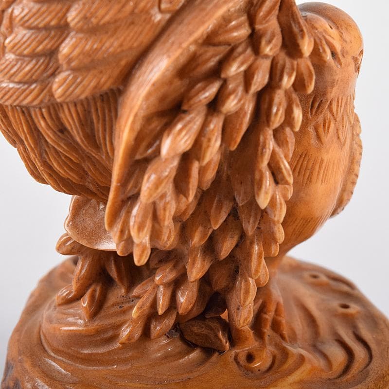 中国 鹿角細密雕 夫婦鶉 置物 箱付 7994E - メルカリ