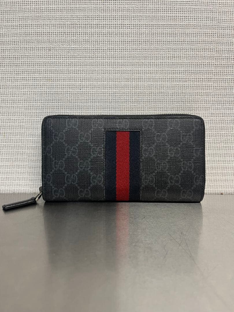 GUCCI GGパターン 長財布 ブラック/レッド/ネイビー