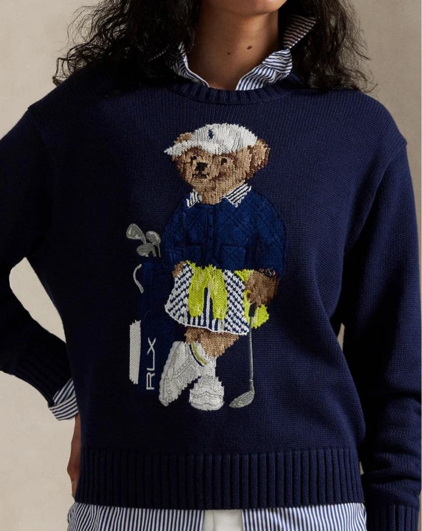 【価格変更後】ラルフローレン テディベア刺繍 ニットセーター ネイビー