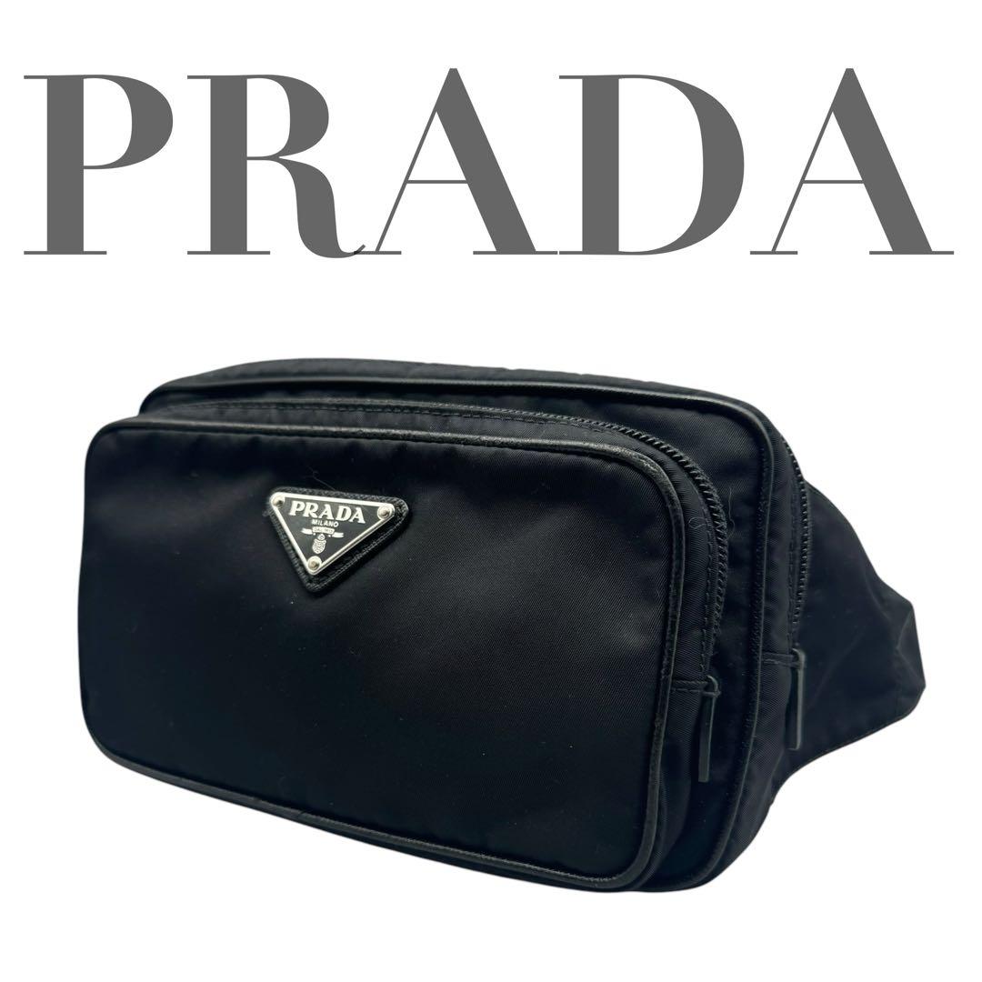PRADA ボディバッグ 三角プレート ロゴ金具 キャンバス