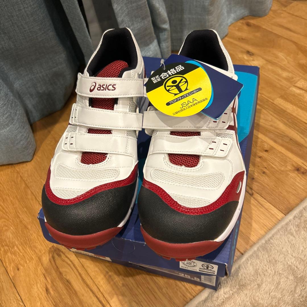 asics 安全靴 白/赤/黒 ベルクロストラップ ウィンジョブ アシックス 安全靴 CP305 AC メンズ ブラック ホワイト