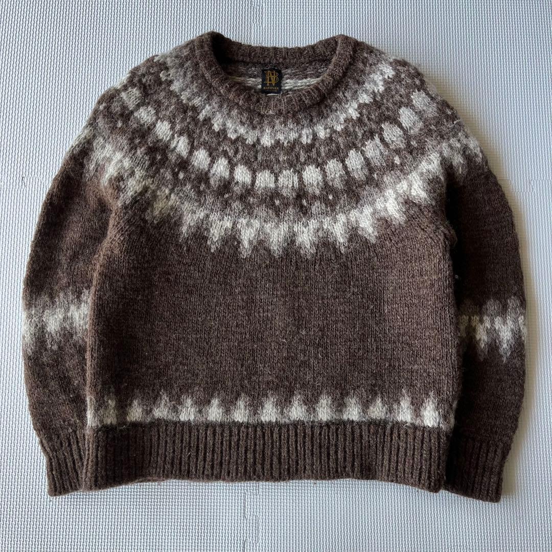 美品 BATONER 19AW ノルディック柄 セーター モヘア風 ブラウン 1